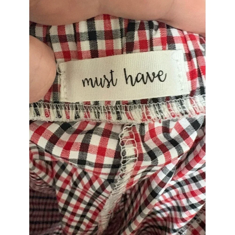Must Have Gingham Tie-Waist Pleated Shorts size Small